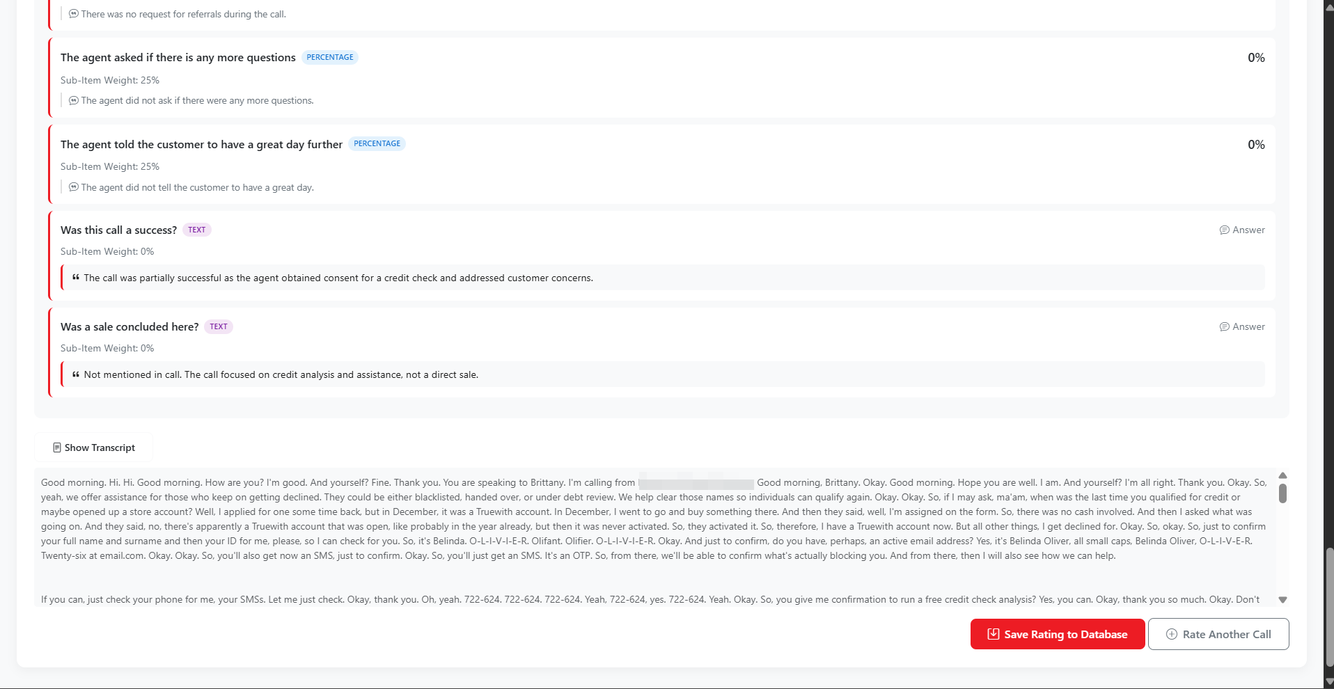 AI Evaluation Detail